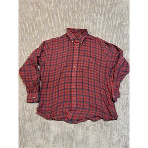 Mens XL Robinsons Red Plaid Comfortable Button Up Long Sleeve Casual Shirt